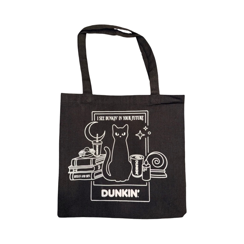 Salem Runs on Dunkin’ Black Tote Bag with Cat Design
